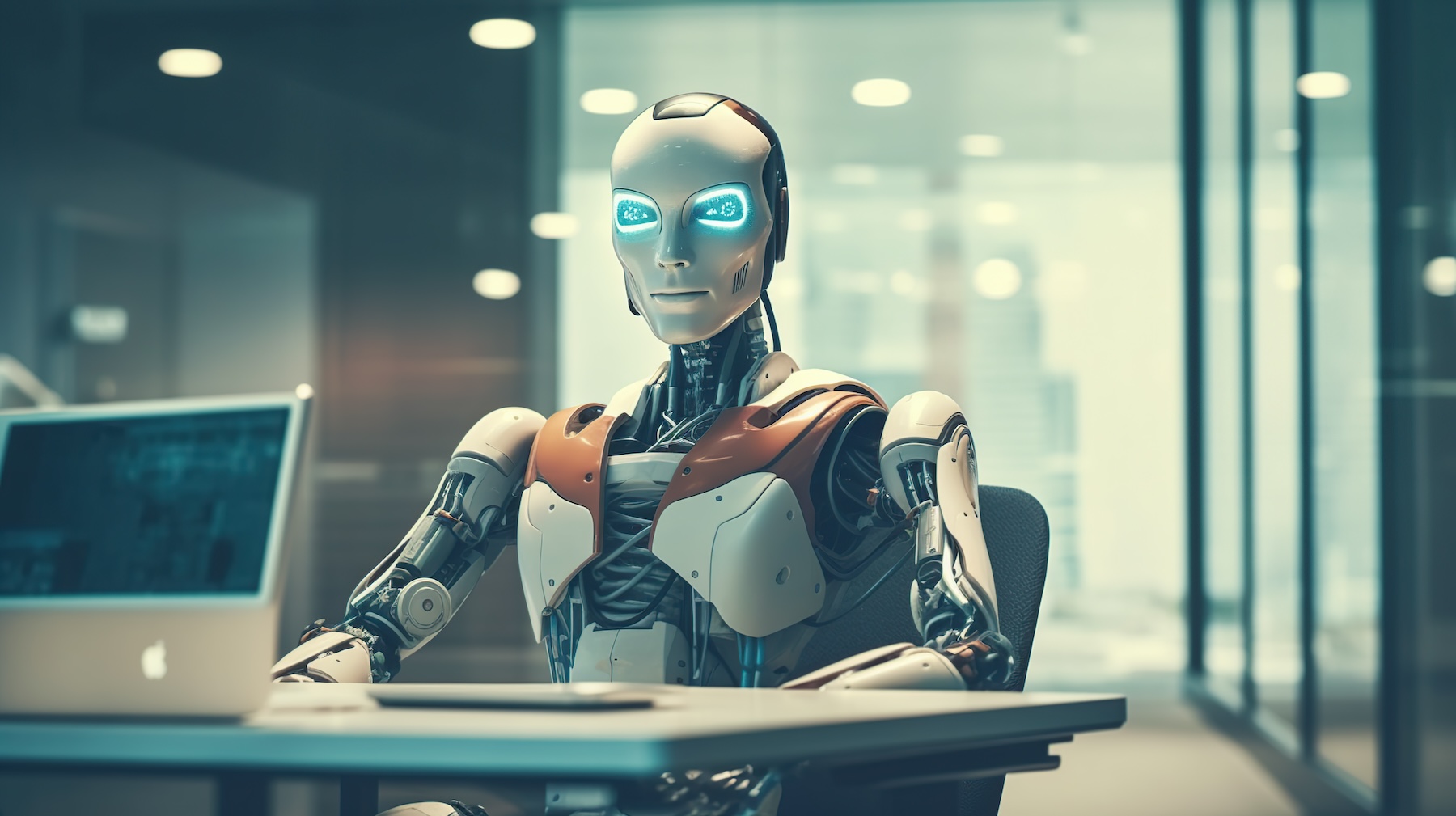generative AI: robot che attende in ufficio per fare un colloquio