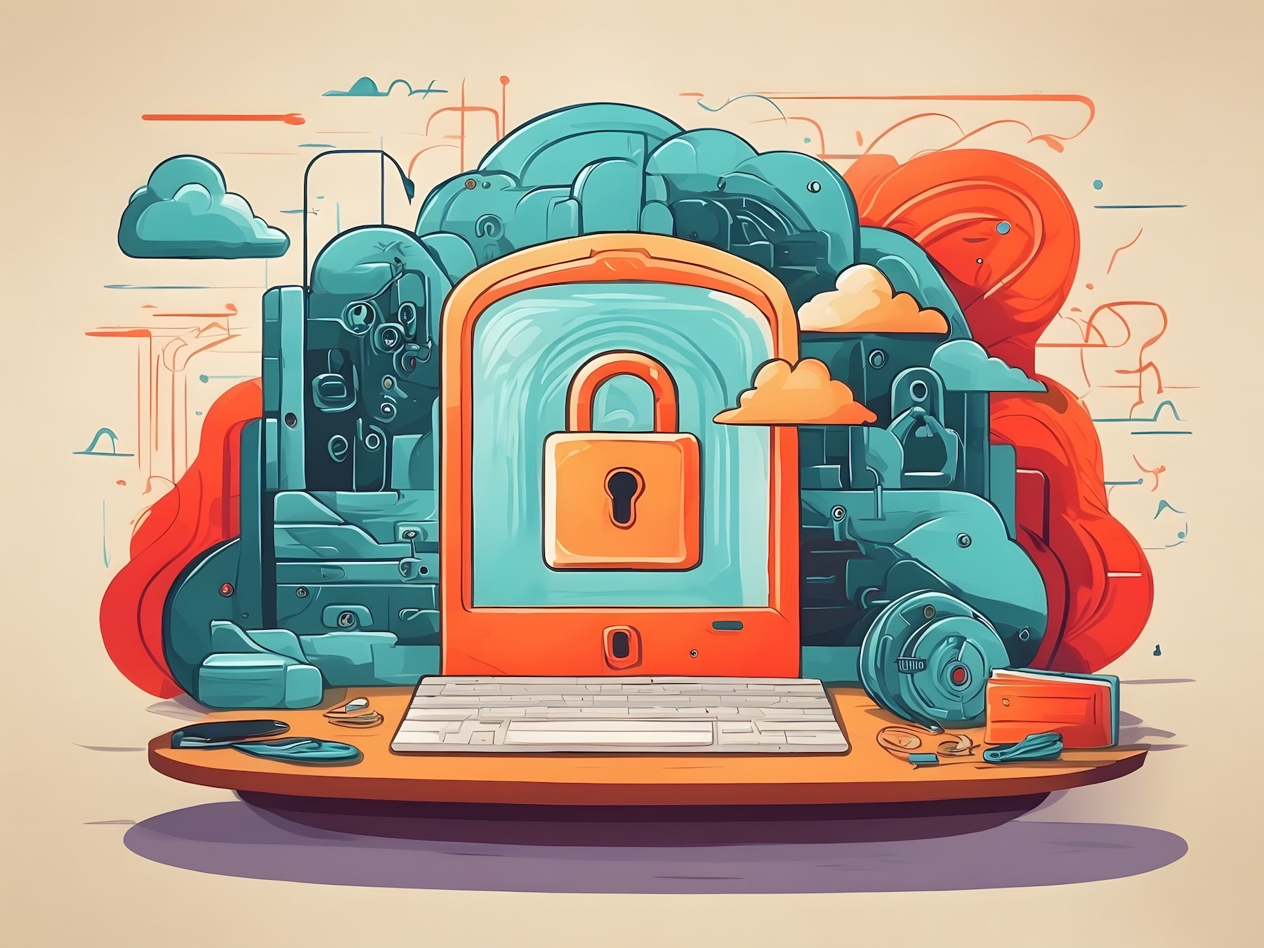 privacy by design: grafica di pc chiuso con il lucchetto