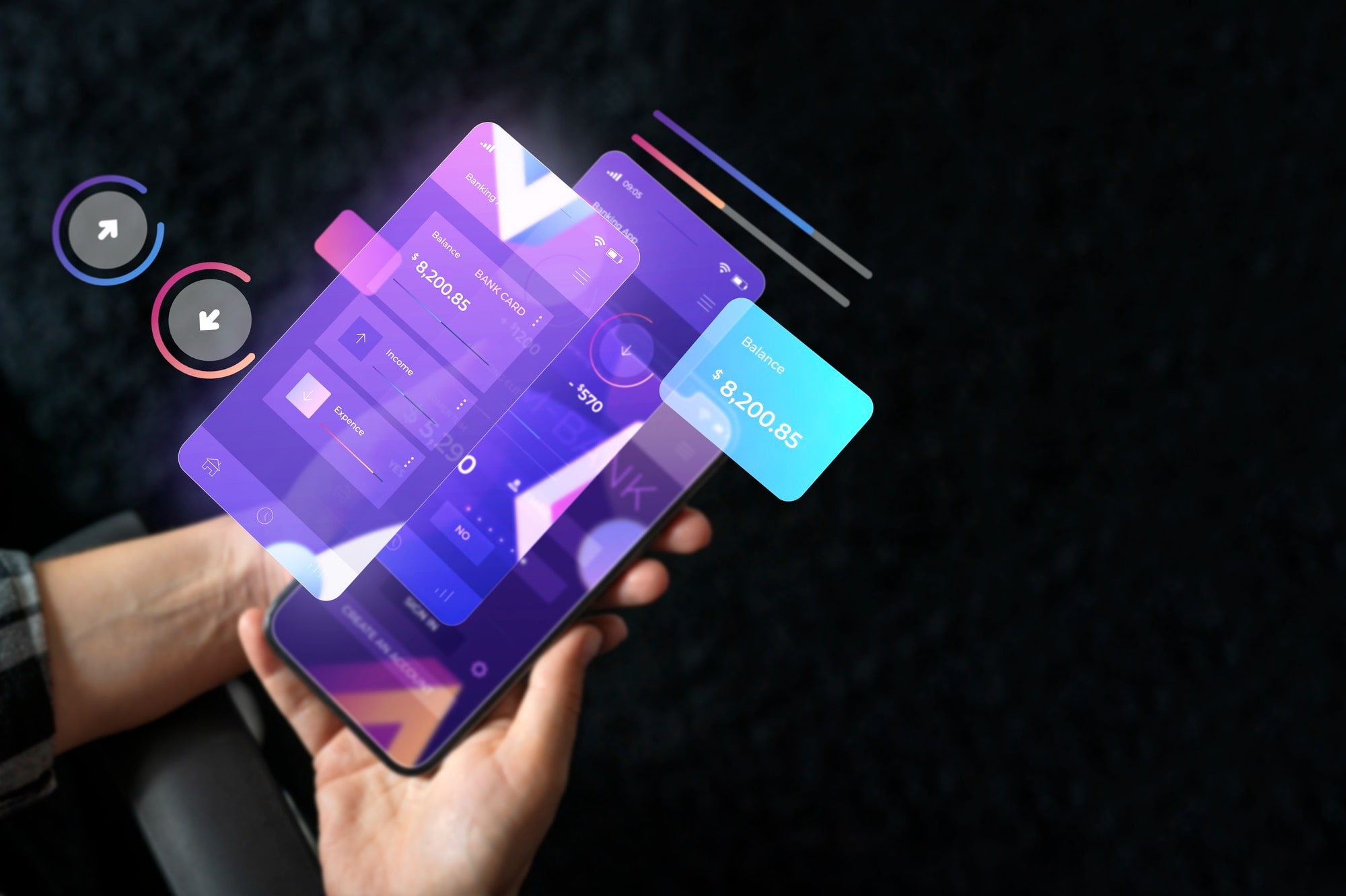 schermate sovrapposte di applicazioni mobile